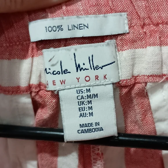 Nicole Miller Red and White Striped High Waist Shorts - Picture 4 of 4